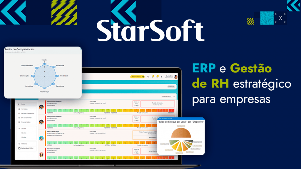 Sistema ERP e Gestão de RH da StarSoft para empresas de médio e grande porte, com automação e eficiência.
