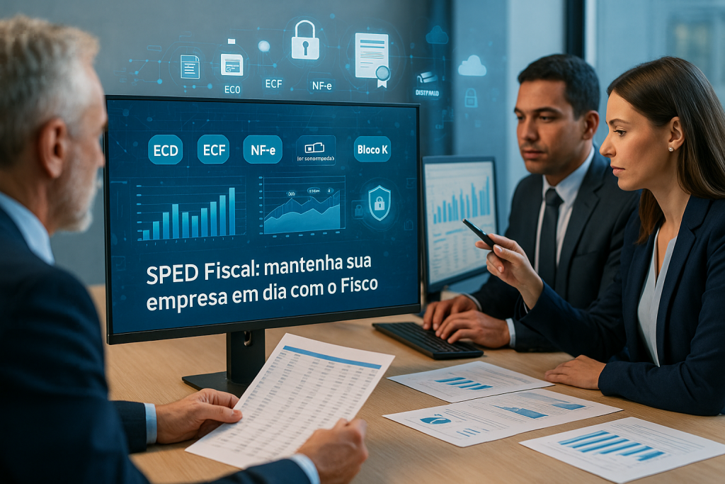 Profissionais de contabilidade analisando dados do SPED Fiscal em sistema ERP da StarSoft