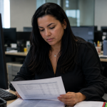 Profissional analisando a folha de pagamento para cálculo do INSS 2026